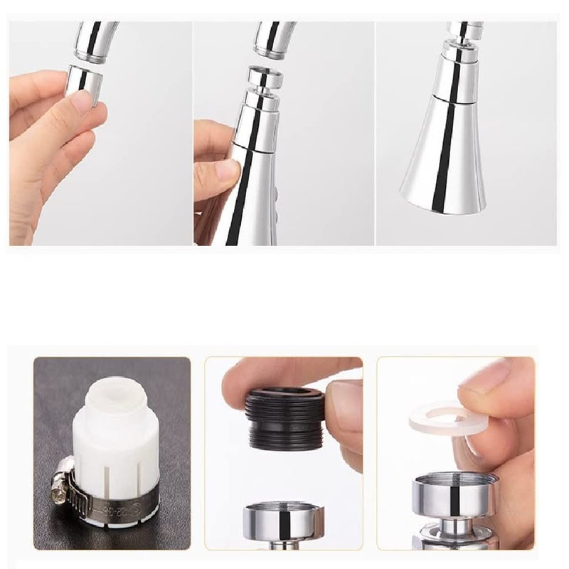 HENIJ HENIJ F_10 ABS 360 Degree Universal Rotatable Water Saving Health Faucet Double Mode Faucet for Bathroom Kitchen Silver Chrome Finish 3 Water Outlet Modes Pack of 1 Short  - Image 5