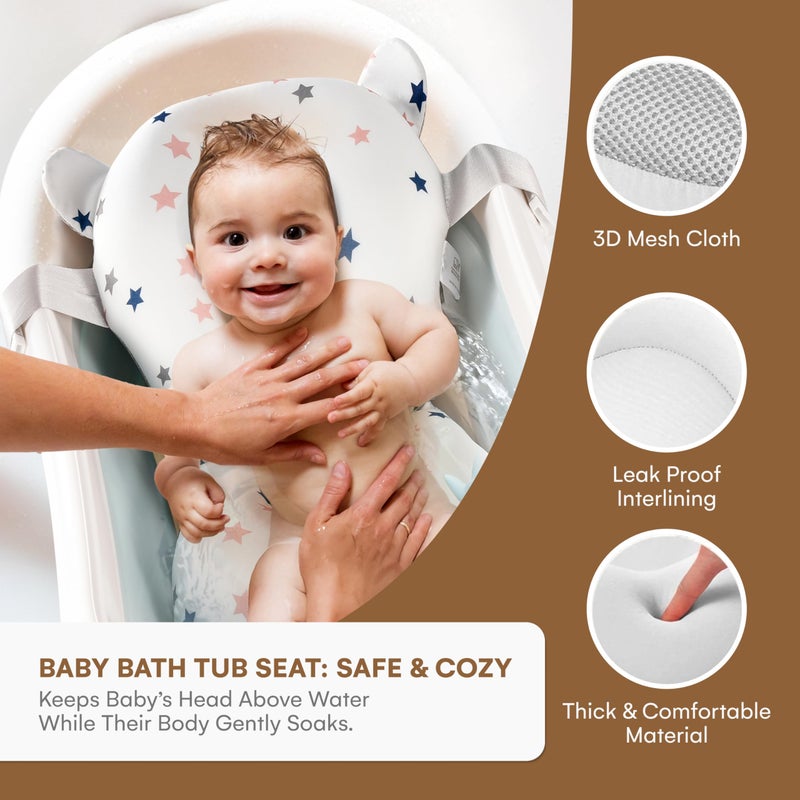 Childlike Behavior Baby Bath Tub Seat Cushion - Baby Sink Bath Cushion - Bathing Seat Support, Infant or Newborn Bath Pillow Support Mat - Comfort Bathtub Safety Seat Pad - Floating Tub Pillow for Babies or Infants - Image 2