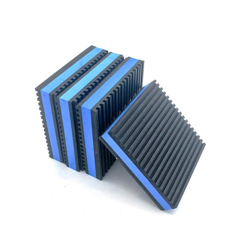 Forestchill Heavy Duty Anti Vibration Pads, 6" x 6" x 7/8" Ribbed Rubber with Blue Foam Center Isolation Pad for HVAC, Air Compressor, Washer and Dryer, Air Conditioner Units (Pack of 4) - Image 1