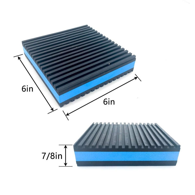 Forestchill Heavy Duty Anti Vibration Pads, 6" x 6" x 7/8" Ribbed Rubber with Blue Foam Center Isolation Pad for HVAC, Air Compressor, Washer and Dryer, Air Conditioner Units (Pack of 4) - Image 2
