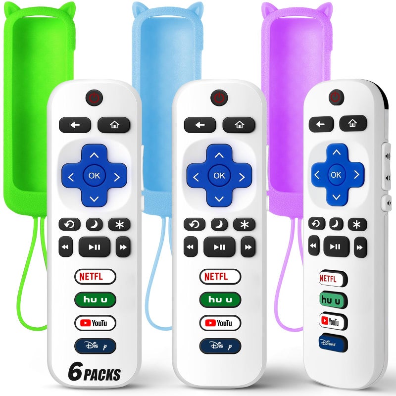 Wevove (Pack of 3) Replacement Remote Only for Roku TV with Soft Silicone Protective Cover (Glow in The Dark), Universal Remote for TCL/Onn/Hisense/Sharp/Element/Philips Roku Smart TV (Elegant White) - Image 1
