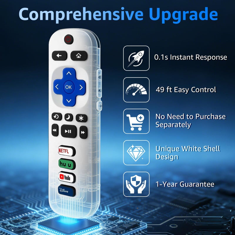 Wevove (Pack of 3) Replacement Remote Only for Roku TV with Soft Silicone Protective Cover (Glow in The Dark), Universal Remote for TCL/Onn/Hisense/Sharp/Element/Philips Roku Smart TV (Elegant White) - Image 3