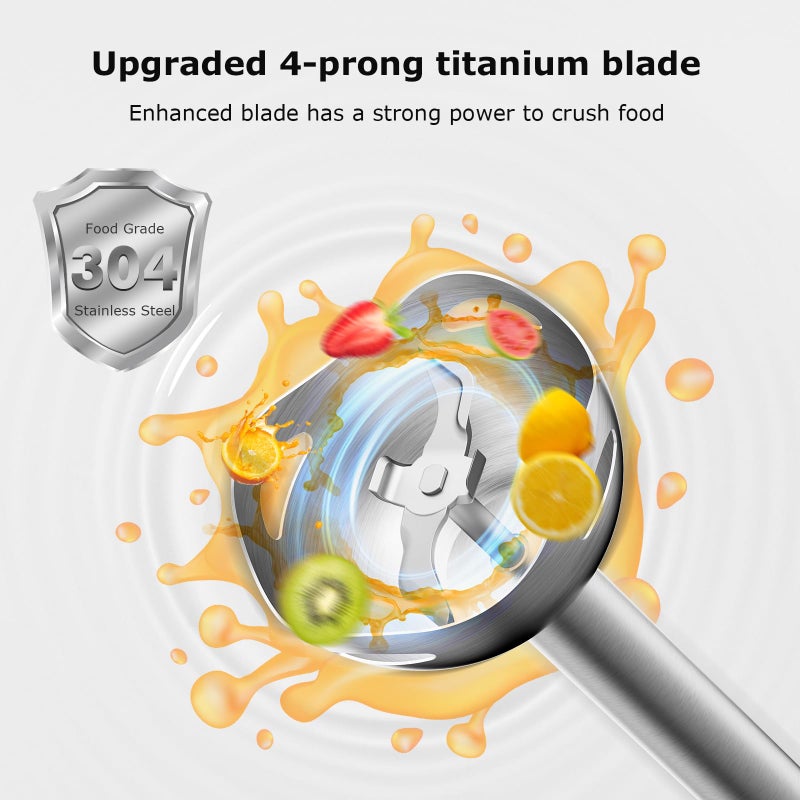 Bonsenkitchen Hand Blender, Immersion Blender with 2 Mixing Speed, 2-In-1 Hand Held Stick Mixer with Beaker for Soups, Smoothies, Sauce, White - Image 5