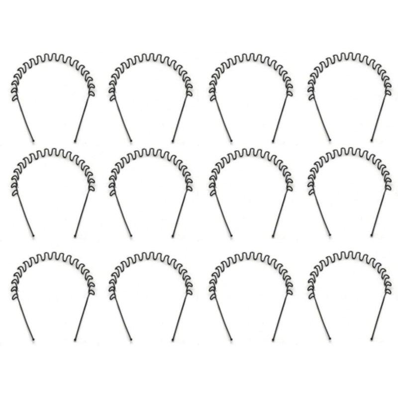 Manodhruva 12 pcs Men's and Women's Zigzag Metal Hairband for Quick Styling, Pack of 12, Black Color - Image 5