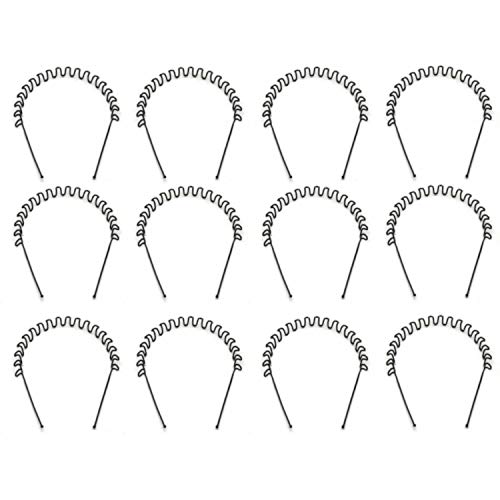 Manodhruva 12 pcs Men's and Women's Zigzag Metal Hairband for Quick Styling, Pack of 12, Black Color - Image 1
