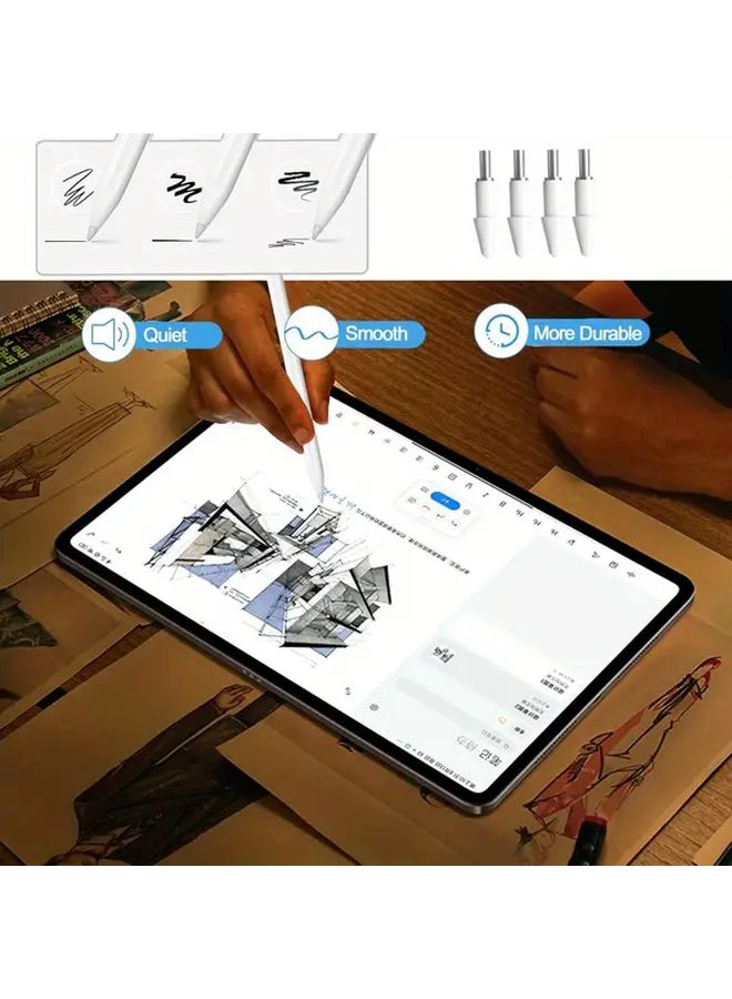 4 Pcs Touch Pen Replacement Tips White Suitable For Stylus Smart Pen Second Generation Compatible With Tablets Precision Control Screen Friendly - Image 4