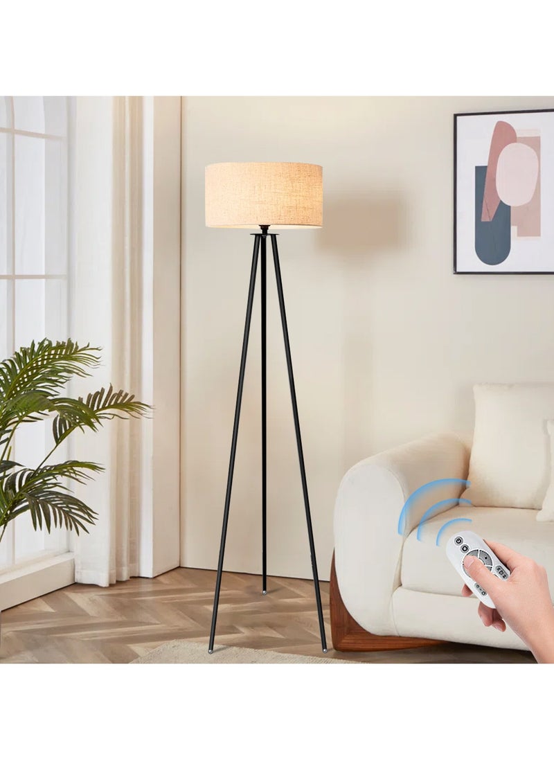 Perfin Floor Lamp for Living Room Tripod Tall Lamp Dimmable Standing Lamp with 12W lighting for Bedroom Office Reading, Beige  - Image 1