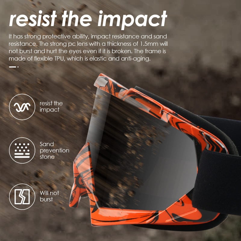 GGBuy Motorcycle Goggles ATV Dirt Bike Anti Scratch Motocross UV400 Protect Eyewear Off Road Anti Fog Riding Goggles - Image 4