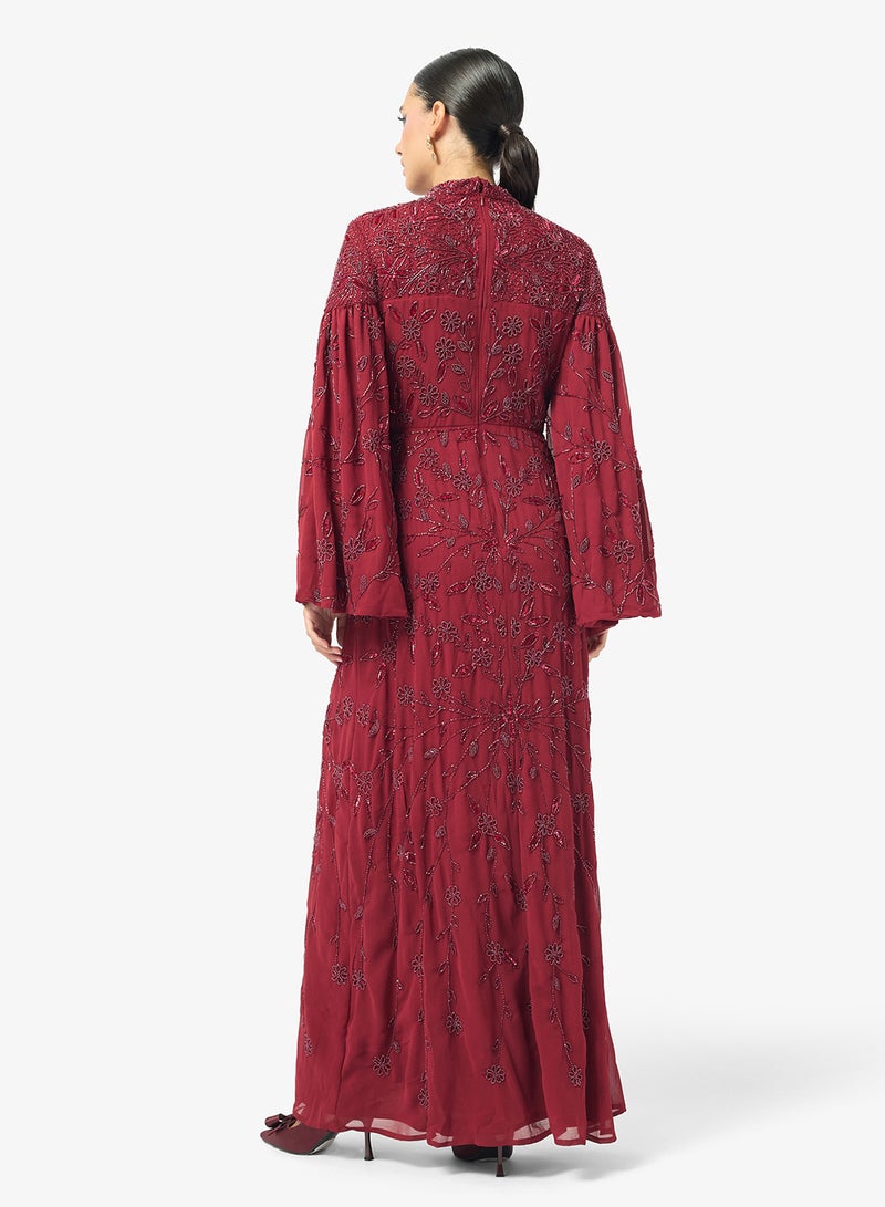 MARYISA Embellished Flared Sleeve Sequin Maxi Dress - Image 2