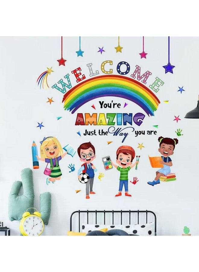 Mirabuy Kids Inspirational Quotes You are Amazing Wall Decal Reading Corner Rainbow Wall Stickers for Classroom Kids Playroom Nursery Reading Room Bedroom - Image 3