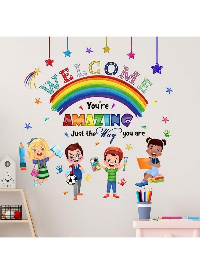 Mirabuy Kids Inspirational Quotes You are Amazing Wall Decal Reading Corner Rainbow Wall Stickers for Classroom Kids Playroom Nursery Reading Room Bedroom - Image 5