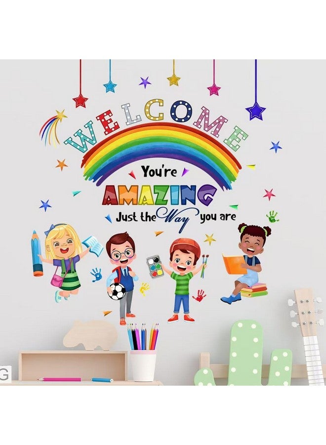 Mirabuy Kids Inspirational Quotes You are Amazing Wall Decal Reading Corner Rainbow Wall Stickers for Classroom Kids Playroom Nursery Reading Room Bedroom - Image 4