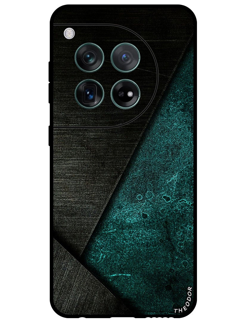 Theodor Protective Case Anti Scratch Shock Proof Bumper Cover For OnePlus 12 Black Dark Green Pattern - Image 1