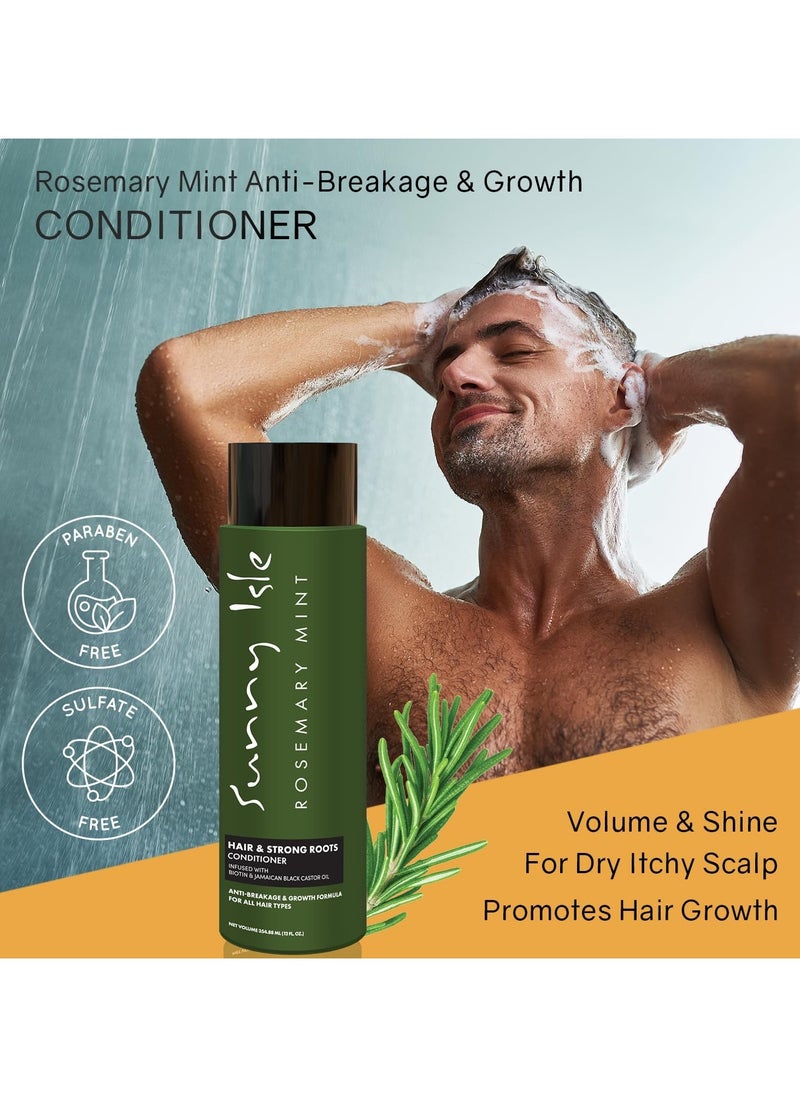 Sunny Isle Sunny Isle Rosemary Mint Hair and Strong Roots Conditioner 12oz, Anti-Breakage Formula, Infused with Biotin & Jamaican Black Castor Oil, All Hair Types  - Image 4