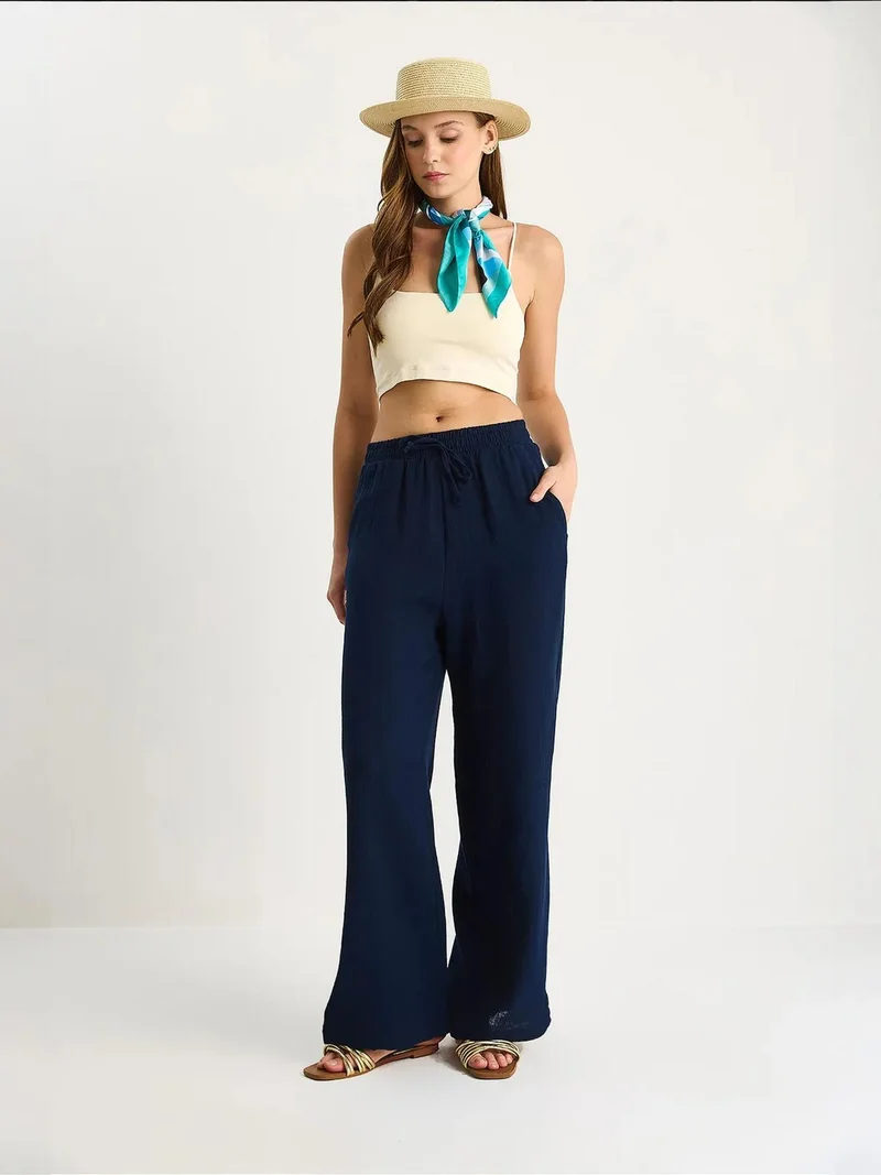 بيانكو لوتشي بنطلون لوكسي بخصر عالٍ وساق مستقيمة وحزام برباط