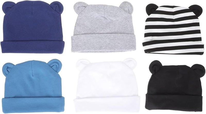 Soft Bear Ear Cotton Hats For Boys 0 12 Months 6 Pack Multi Color - Image 1