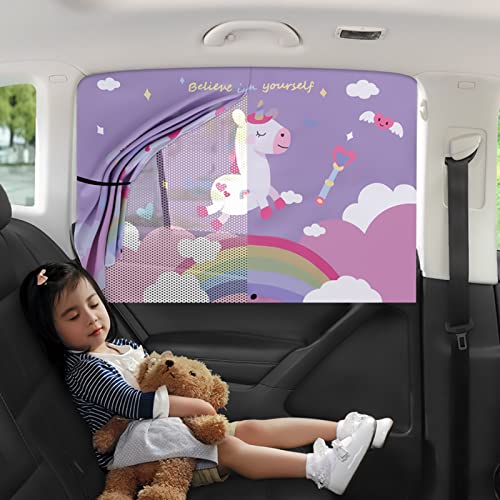 EOHMAK Car Sun Shade for Baby - EOHMAK Car Side Window Sun Shade Cover Upgrade Double Opening Car Interior Curtain Sun Blocker Blind (Unicorn, 1 Pack) - Image 1