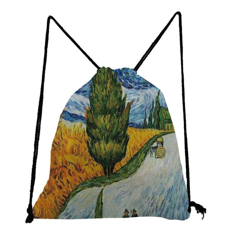 Oil Painting Printing Storage Bag Multi-Functional Campus Student Shoulder Bag Outdoor Travel Bundle Pocket - Image 1