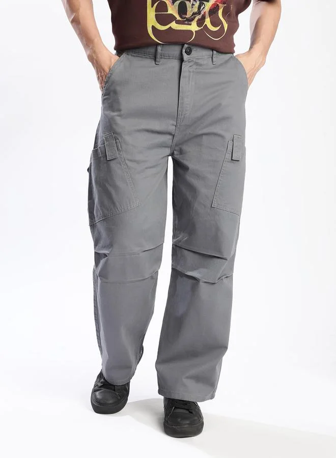 ستايلي Men Grey Baggy Fit Cargo Trousers By Bene Kleed