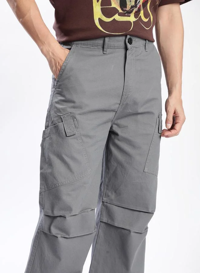 ستايلي Men Grey Baggy Fit Cargo Trousers By Bene Kleed