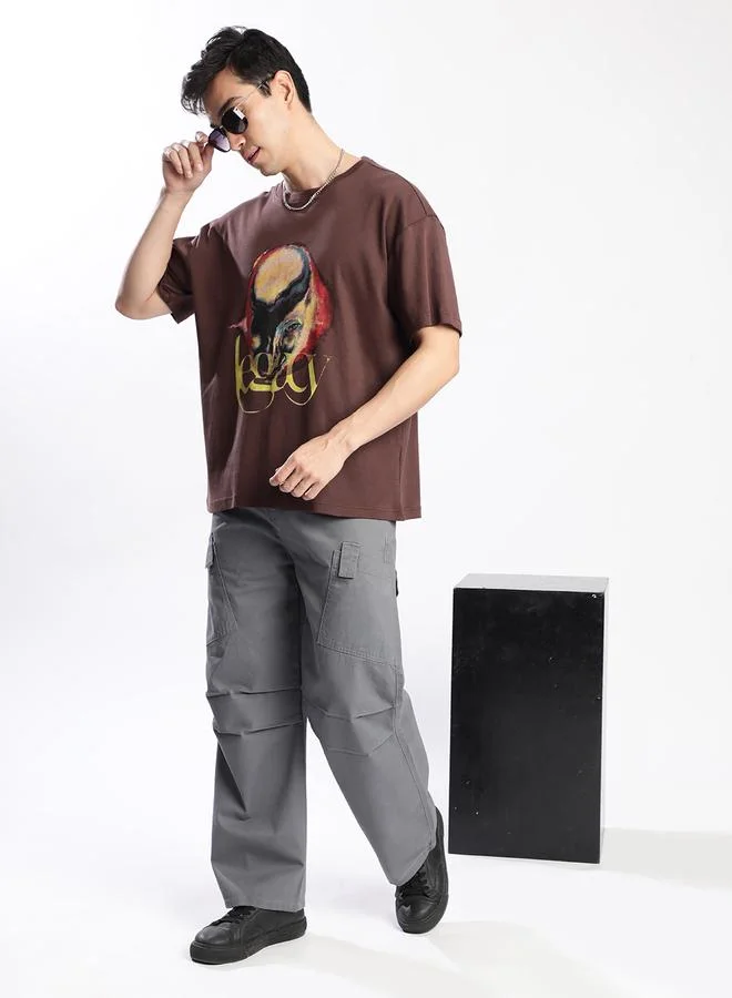 ستايلي Men Grey Baggy Fit Cargo Trousers By Bene Kleed