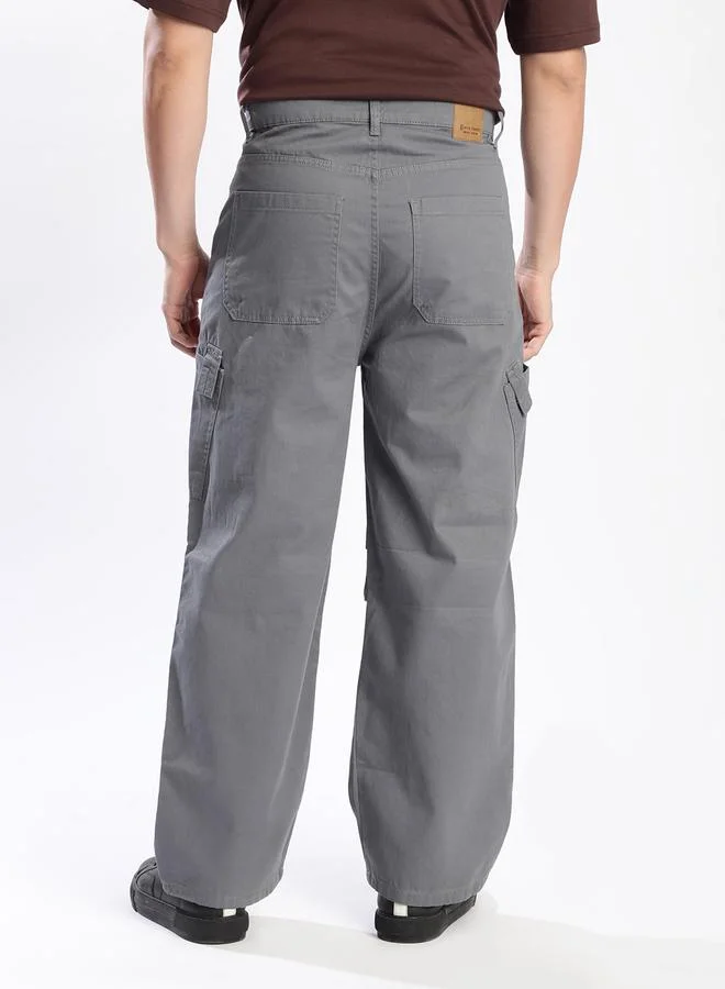 ستايلي Men Grey Baggy Fit Cargo Trousers By Bene Kleed