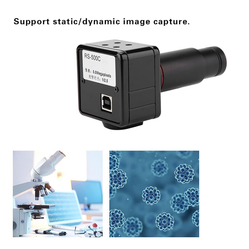 كاميرا مجهر USB بدقة 5 ميجابكسل مع محول CCD 0.5X، مستشعر CMOS ذو مصفوفة كبيرة، USB2.0 عالي السرعة، لصور وفيديوهات المجهر - Image 5