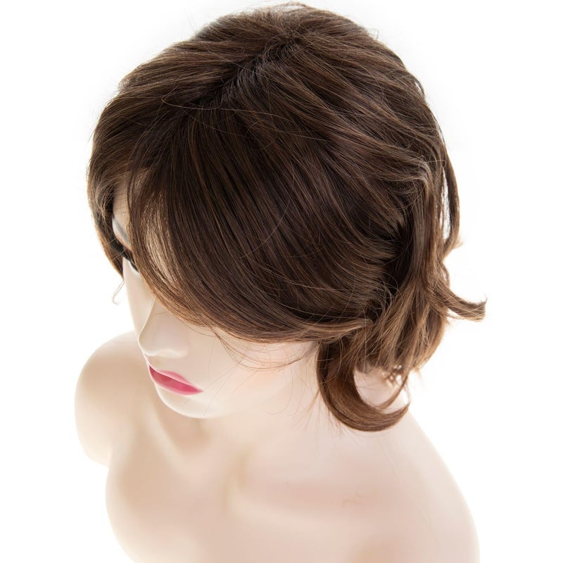 Wiwige Short Brown Fluffy Wig with Bangs Curl Layered Messy Natural Layered Synthetic Hair Cosplay Costume Wig for Women - Image 5