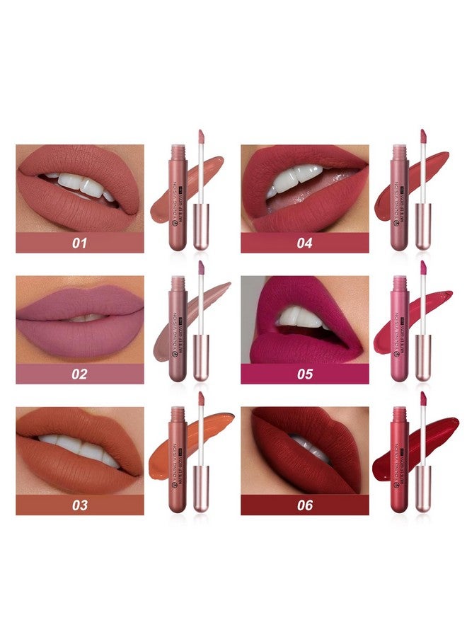 YOUNG VISION 6-Pc Matte Nude Liquid Lipstick Set - Long-Lasting & Pigmented Shades, Lip Gloss Bundle Gift Collection For Girls/Women - Image 4