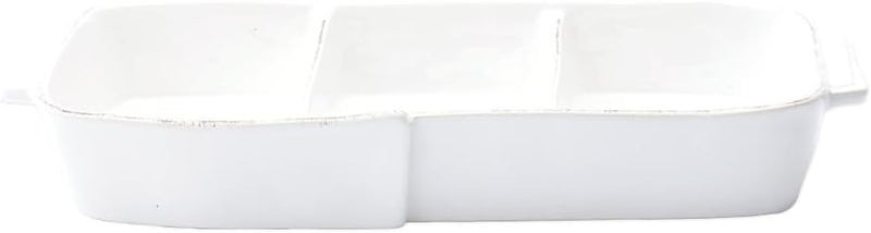 Vietri Vietri Melamine Lastra White Unbreakable ThreePart Server 135 Dish for Serving Snacks  Dips  - Image 1