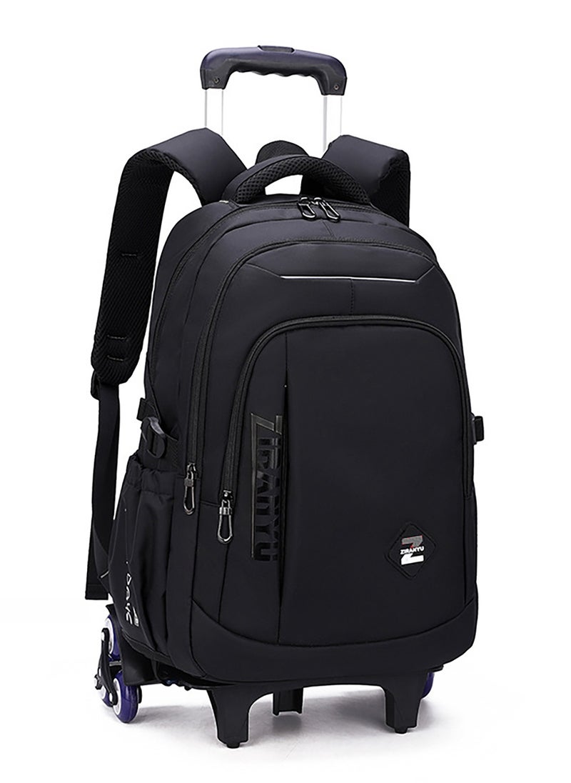Generic Trolley Backpack Rolling Schoolbag, Large Capacity Water Repellent Black Travel Wheeled Bag for Primary Students, Girls and Boys  - Image 1