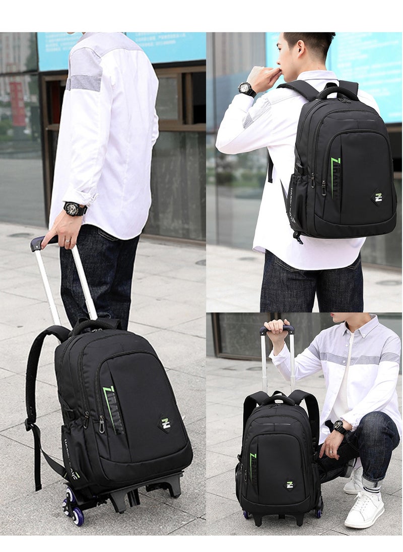Generic Trolley Backpack Rolling Schoolbag, Large Capacity Water Repellent Black Travel Wheeled Bag for Primary Students, Girls and Boys  - Image 2