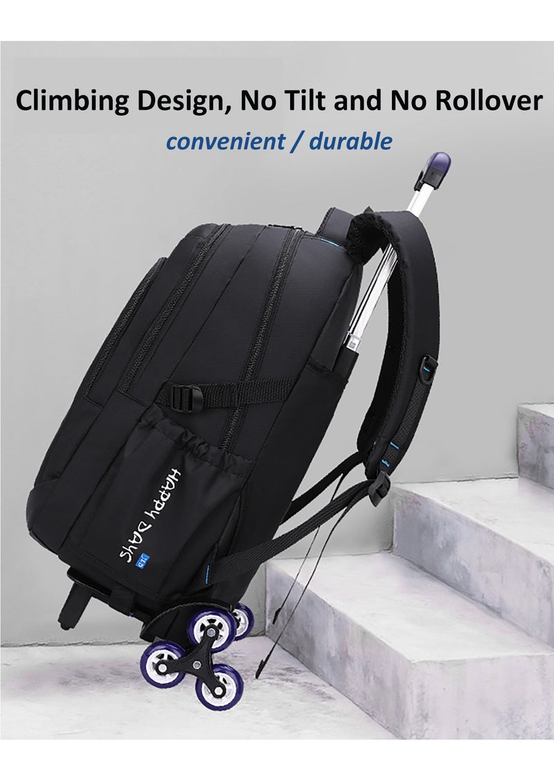 Generic Trolley Backpack Rolling Schoolbag, Large Capacity Water Repellent Black Travel Wheeled Bag for Primary Students, Girls and Boys  - Image 4