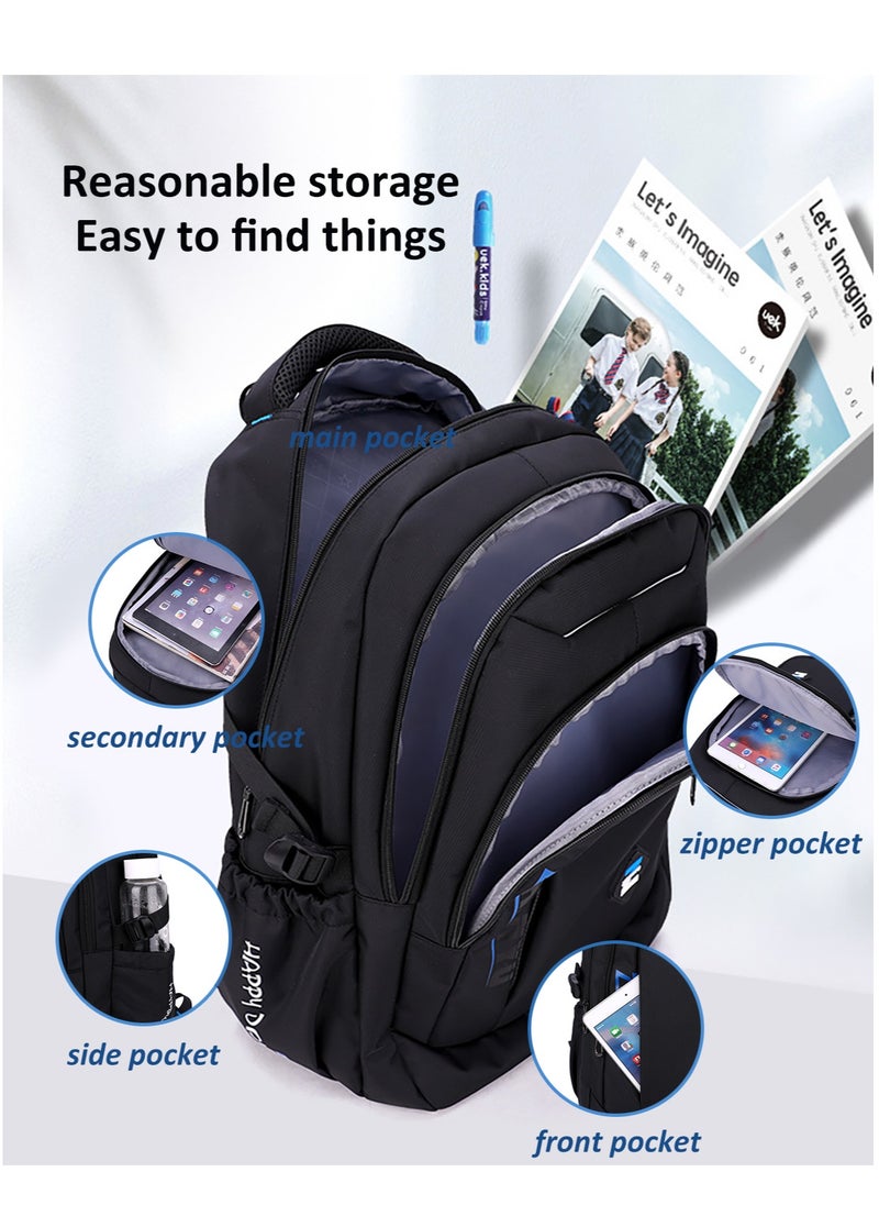 Generic Trolley Backpack Rolling Schoolbag, Large Capacity Water Repellent Black Travel Wheeled Bag for Primary Students, Girls and Boys  - Image 5