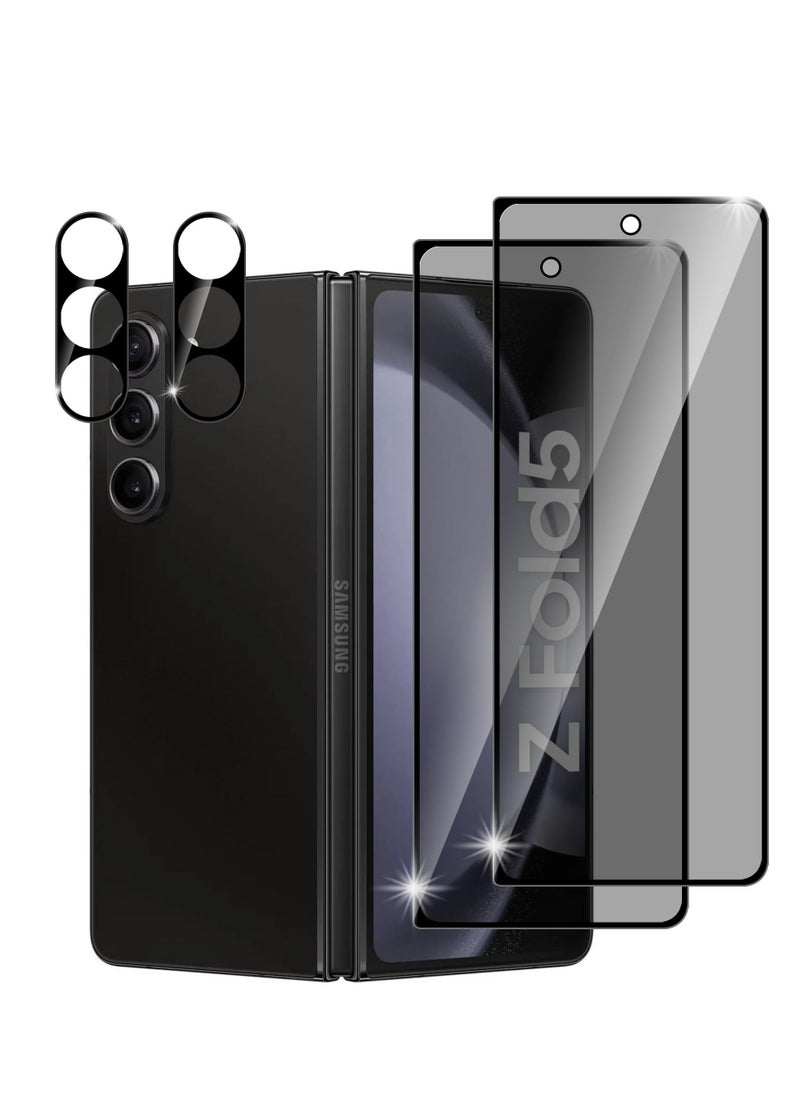 Excefore - Anti-peeping Tempered Glass for Samsung Galaxy Z Fold 5 Screen Protector Camera Lens Protector and Anti-peeping Screen Protector (2+2 Pack) - Image 1