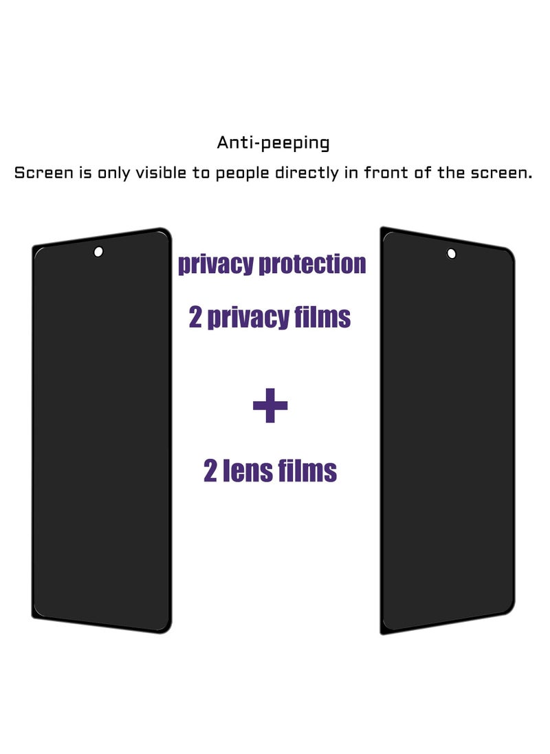 Excefore - Anti-peeping Tempered Glass for Samsung Galaxy Z Fold 5 Screen Protector Camera Lens Protector and Anti-peeping Screen Protector (2+2 Pack) - Image 1