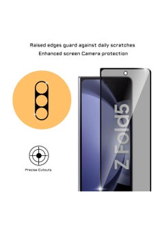 Excefore Anti-peeping Tempered Glass for Samsung Galaxy Z Fold 5 Screen Protector Camera Lens Protector and Anti-peeping Screen Protector (2+2 Pack)  - Image 3
