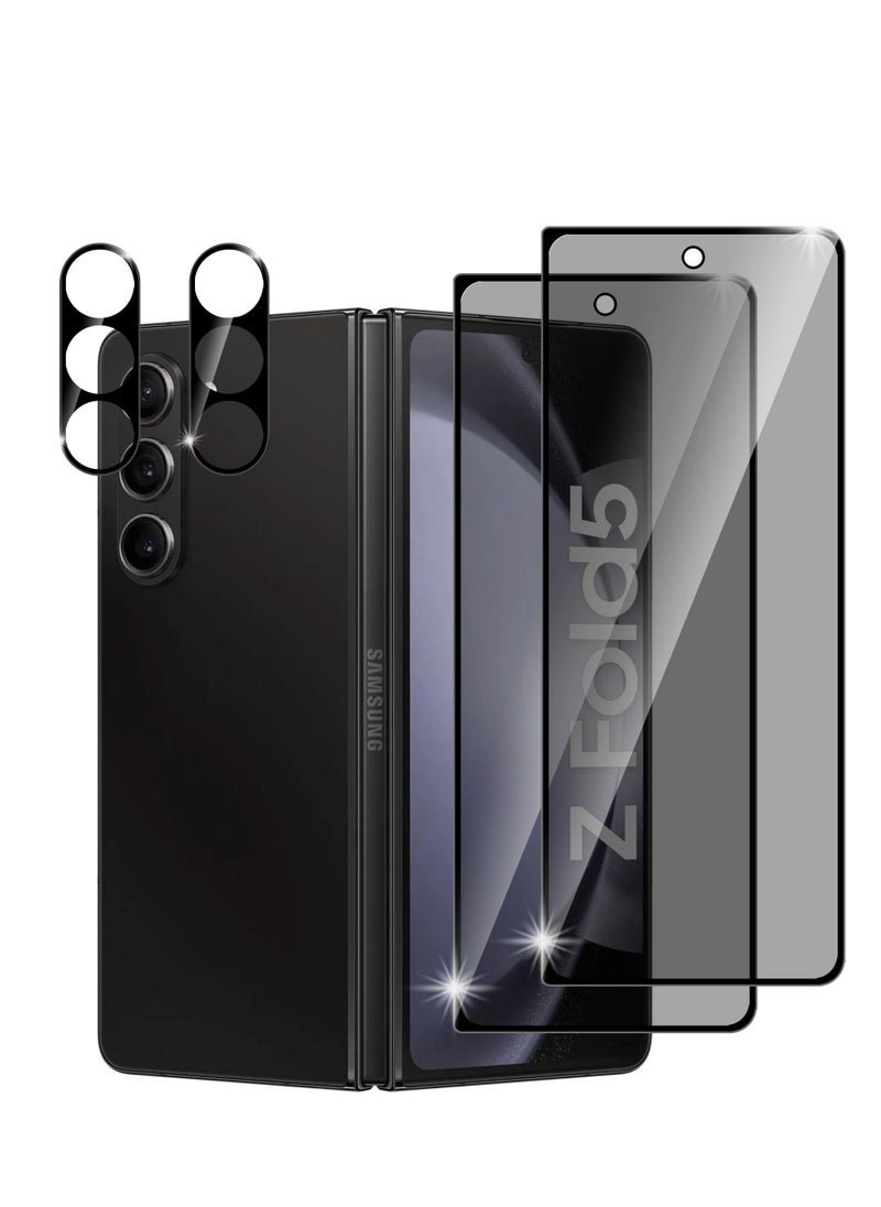 Excefore - Anti-peeping Tempered Glass for Samsung Galaxy Z Fold 5 Screen Protector Camera Lens Protector and Anti-peeping Screen Protector (2+2 Pack) - Image 1