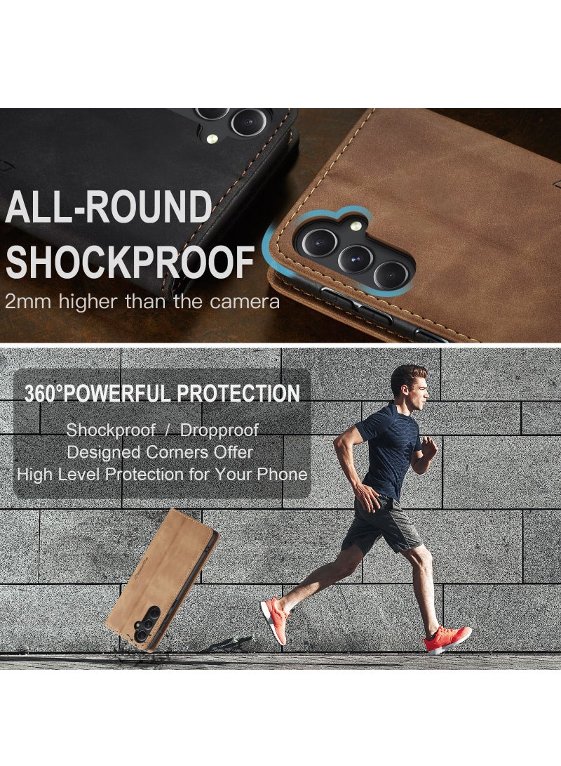 CaseMe For Samsung Galaxy S23 FE Cover,  Magnetic Adsorption Full Body Shockproof Protective Flip Cover, PU Leather Hidden Stand Mobile Phone Case - Image 5