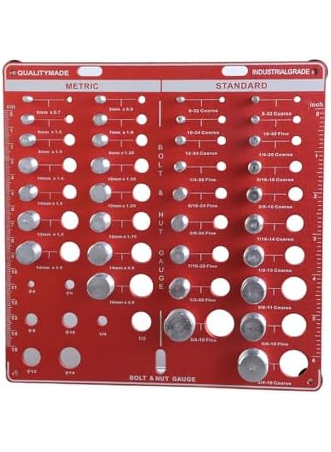Red Wall Mountable Drill Bit Gauge Board 34 Holes Professional Storage Organizer - Image 5