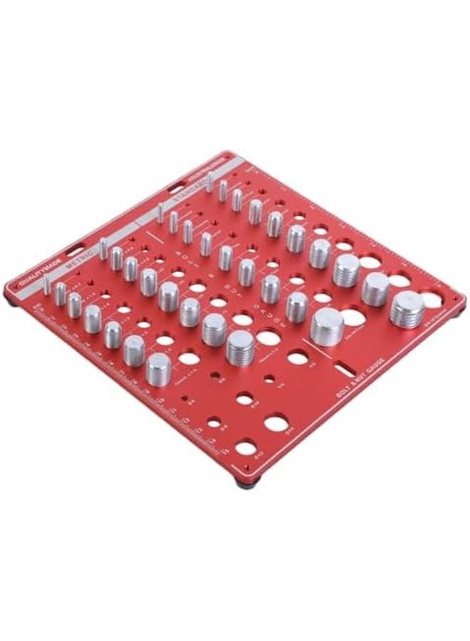 Red Wall Mountable Drill Bit Gauge Board 34 Holes Professional Storage Organizer - Image 1