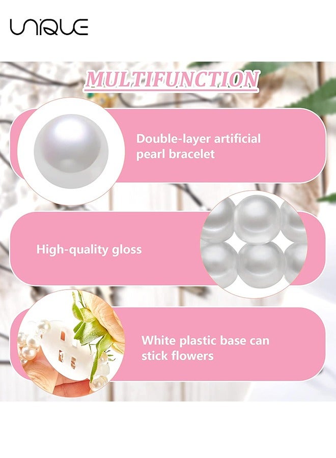 Unique Elastic Pearl Wrist Corsage Bands Wristlets,10 Pcs Stretch Wedding Wristband Faux Bead Accessories Bracelets for Party Prom Bride Bridesmaid Handmade - Image 3