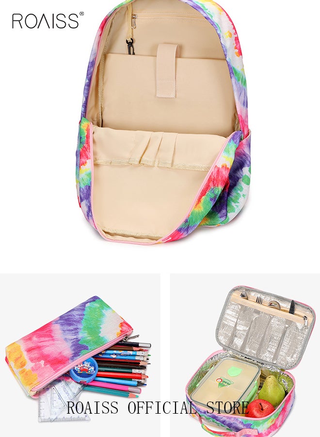 roaiss 3 Piece Backpack Set Large Capacity Waterproof and Wear Resistant Same Color Series Lunch Bag and Pencil Case Large Capacity Storage Scientific Storage Simple Style Short Distance Travel Bag Student Backpack Laptop Bag - Image 5