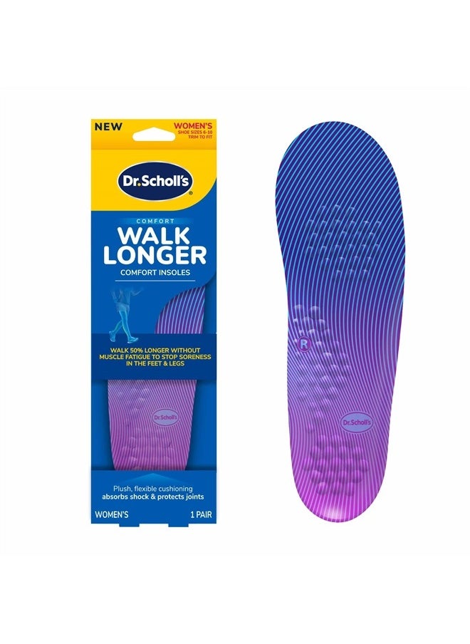 Dr. Scholl's Walk Longer Insoles, Comfortable Plush Foam Cushioning Inserts for Walking, Hiking, and Standing on Feet All-Day, Stop Soreness in Feet & Legs, Trim to Fit Women's Shoe Size 6-10, 1 Pair  - Image 1