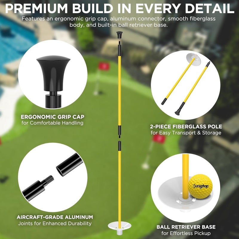 KINGTOP Golf Flagstick - Portable Design, Practice Putting Green Flag Stick for Yard, Club - Golf Pole Pin Flagpole, 3FT or 6FT Heights Available - Image 5