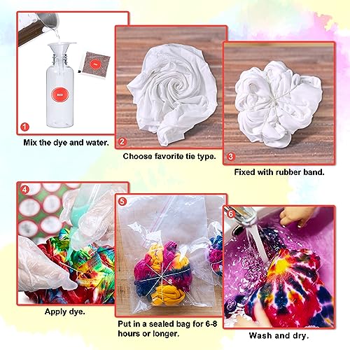 PATIFEED Tie Dye Kit for Kids and Adults, 32 Colours 80ML Bottles Tye Dye Kits, Tyedyedye Kit Gifts for Girls and Boys Large Groups Activities Handmade Party - Image 5