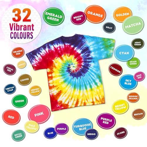 PATIFEED Tie Dye Kit for Kids and Adults, 32 Colours 80ML Bottles Tye Dye Kits, Tyedyedye Kit Gifts for Girls and Boys Large Groups Activities Handmade Party - Image 4