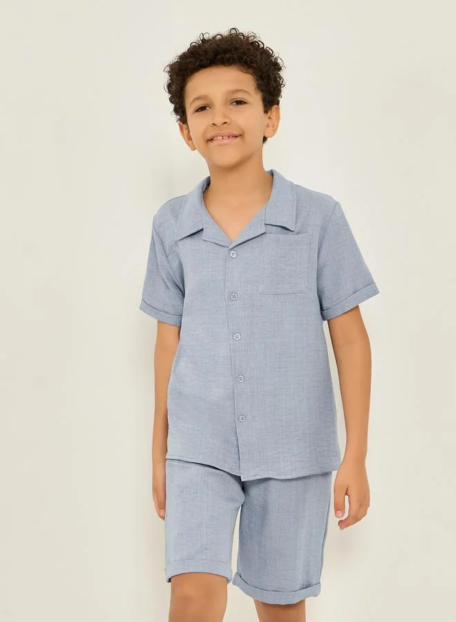 ستايلي طقم أزرق من قميص وشورت للأولاد