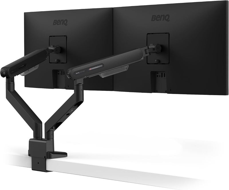 BenQ ErgoArm BDL01 Dual Monitor Arm for 2 Screens up to 35" & 11 Kgs. Black | VESA compatible 75×75, 100×100. Fits desk thickness 10–50mm. Top mounting - clamp & grommet. Preset tension for quick setup. black - Image 1