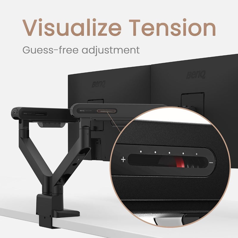 BenQ ErgoArm BDL01 Dual Monitor Arm for 2 Screens up to 35" & 11 Kgs. Black | VESA compatible 75×75, 100×100. Fits desk thickness 10–50mm. Top mounting - clamp & grommet. Preset tension for quick setup. black - Image 5